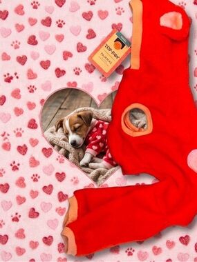 Top Paw Vibrant Red and Soft Pink Dog Pajamas